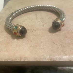 David Yurman cuff cable bracelet. Sterling silver and  14 karat gold